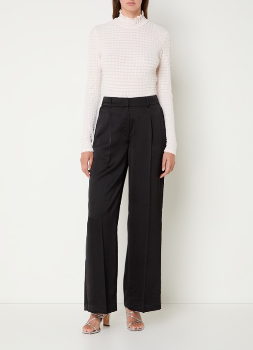 Dante 6 Zane longsleeve met structuur en opstaande kraag - voorkant 2 creme