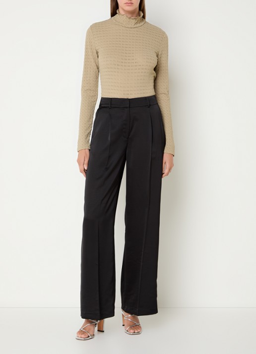 Dante 6 Zane longsleeve met structuur en opstaande kraag - voorkant 2 khaki