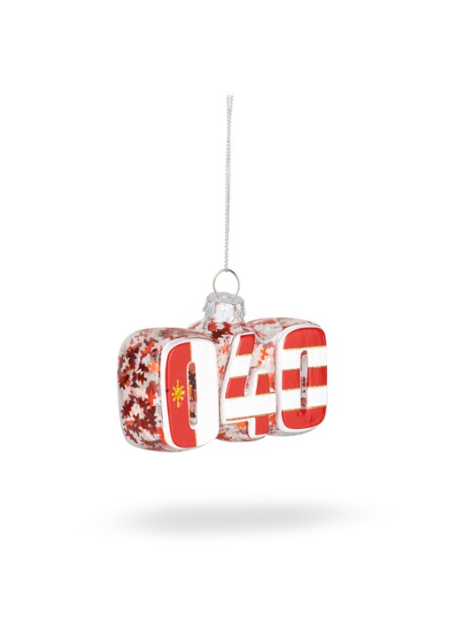 De Ballen Uit 040 Netnummer kersthanger 4,5 cm - voorkant 3 rood