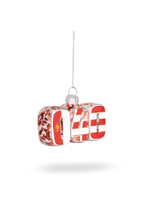 De Ballen Uit 040 Netnummer kersthanger 4,5 cm - voorkant 2 rood