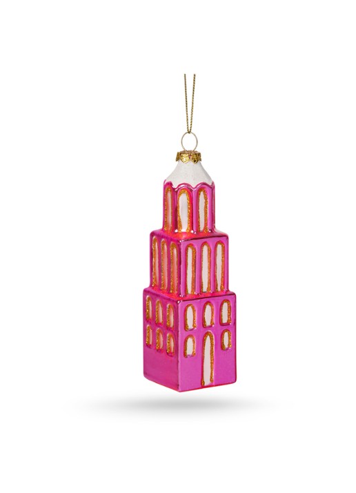 De Ballen Uit Domtoren kersthanger 13,6 cm - voorkant 2 fuchsia