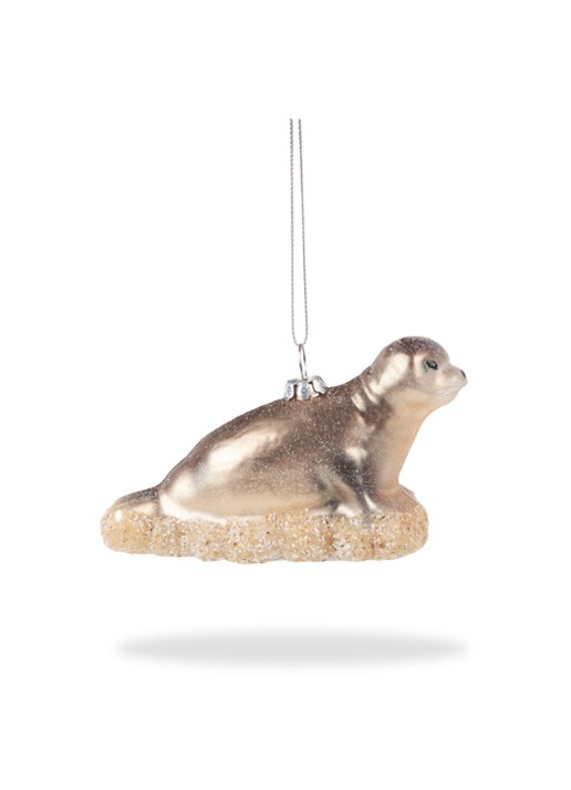 De Ballen Uit Zeehond kersthanger 7 cm - voorkant 2 zand