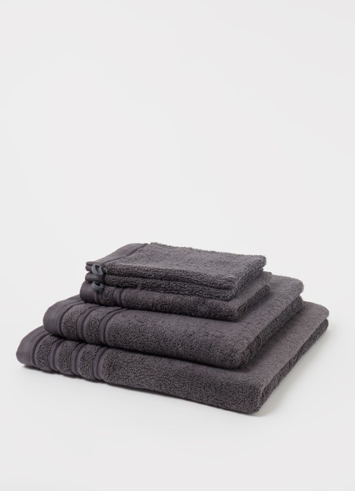 de Bijenkorf Home Evolution badhanddoek - 580 gr/m2 - 60 x 110 cm - detail antraciet