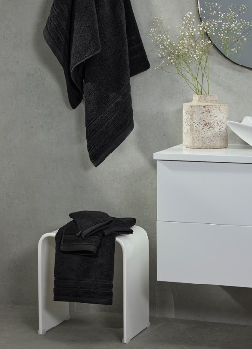 de Bijenkorf Home Evolution washand- 580 gr/m2 - 16 x 21 cm set van 2 - voorkant 4 zwart