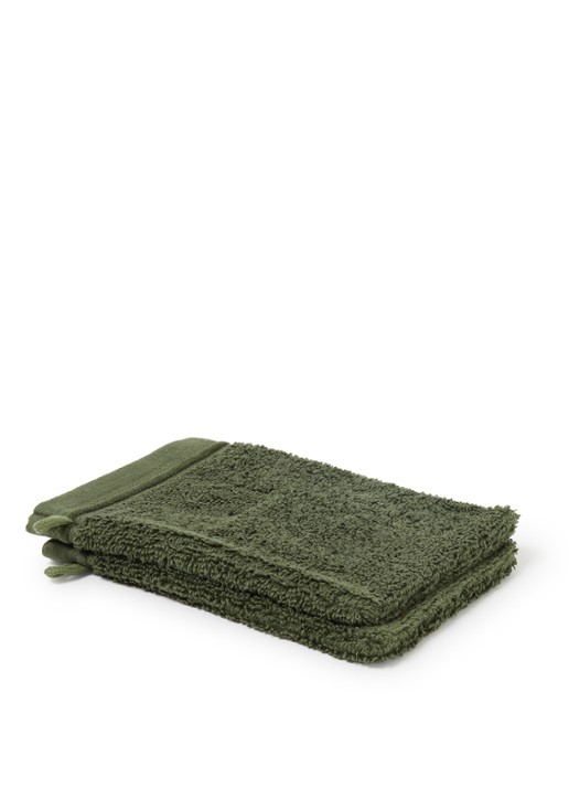 de Bijenkorf Home Evolution washand- 580 gr/m2 - 16 x 21 cm set van 2 - voorkant groen