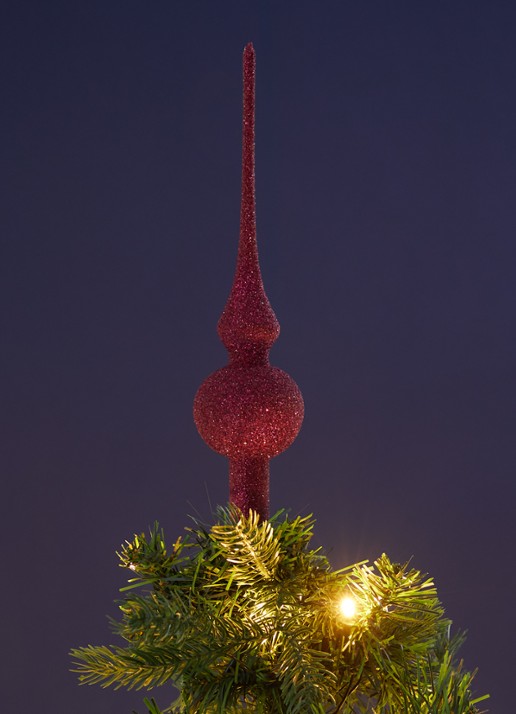 de Bijenkorf Home Glitter piek 26 cm - voorkant 2 rood
