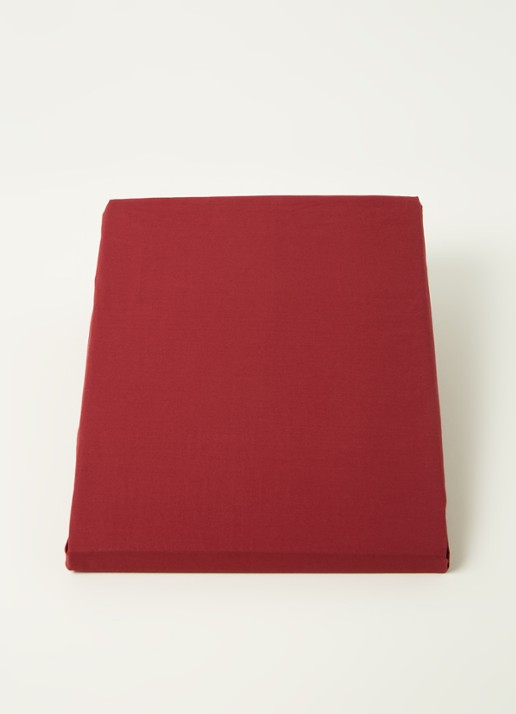 de Bijenkorf Home  hoeslaken van katoen perkal 200TC, hoekhoogte 30 cm - voorkant 2 steenrood