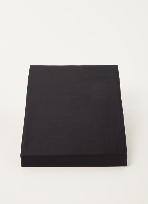 de Bijenkorf Home  hoeslaken van  katoensatijn 300TC, hoekhoogte 30 cm - voorkant 2 zwart