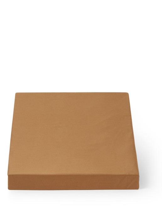 de Bijenkorf Home  hoeslaken van  katoensatijn 300TC, hoekhoogte 30 cm - voorkant bruin