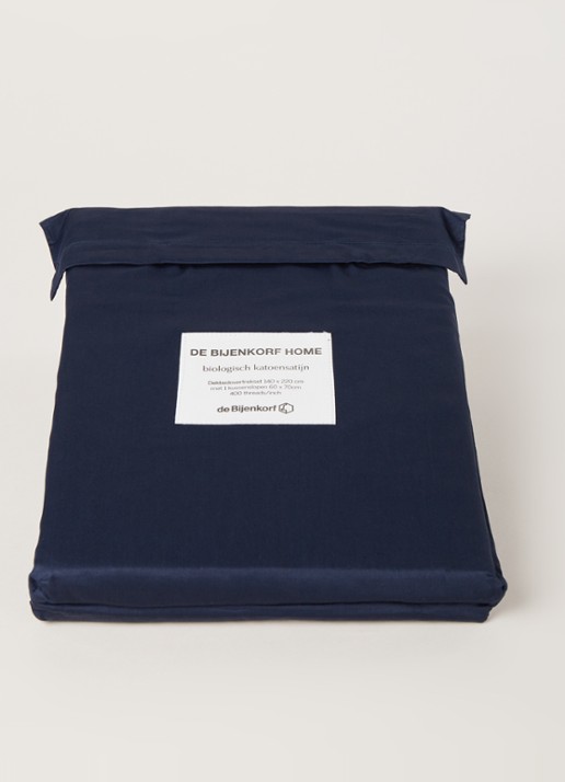 de Bijenkorf Home   katoensatijn dekbedovertrekset 400TC - inclusief kussenslopen - detail 4 blauw