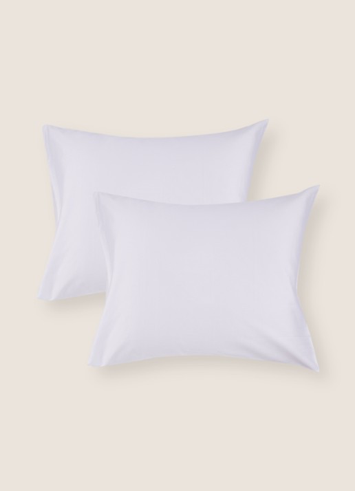 de Bijenkorf Home  kussensloop van  katoensatijn 300TC in 2-pack - voorkant 3 wit