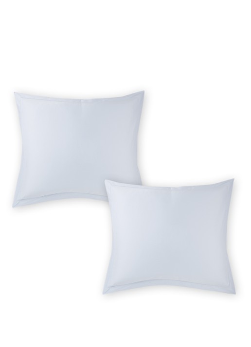 de Bijenkorf Home  kussensloop van  katoensatijn 400TC in 2-pack - voorkant lichtblauw