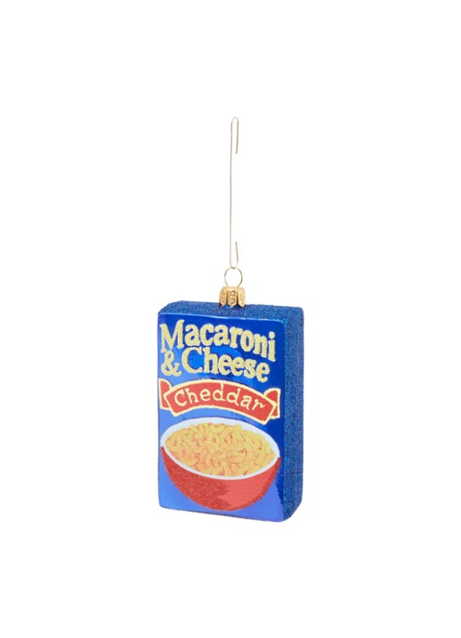 de Bijenkorf Home Macaroni en Kaas Verpakking kersthanger 9 cm - voorkant blauw