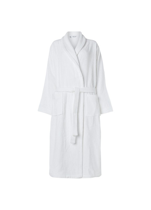 de Bijenkorf Home  Softness badjas van  katoen - unisex - voorkant 2 wit
