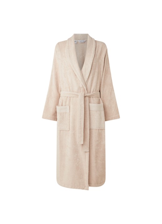 de Bijenkorf Home  Softness badjas van  katoen - unisex - voorkant 2 beige