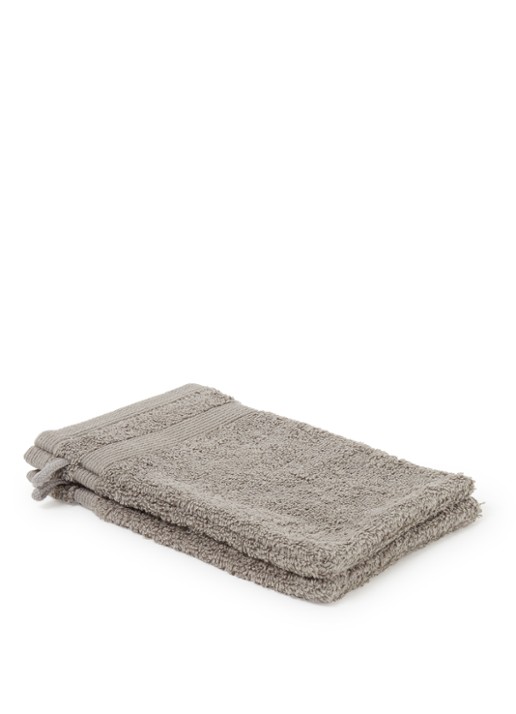 de Bijenkorf Home  Softness washand - 600 gr/m2 - 16 x 21 cm set van 2 - voorkant grijs