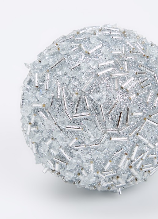 de Bijenkorf Home Zilver Hagel kerstbal 8 cm - detail 3 zilver