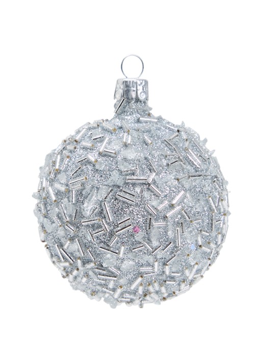de Bijenkorf Home Zilver Hagel kerstbal 8 cm