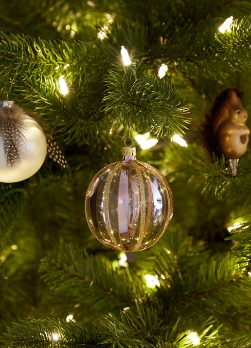de Bijenkorf Kerstbal 8 cm - voorkant 2 roségoud
