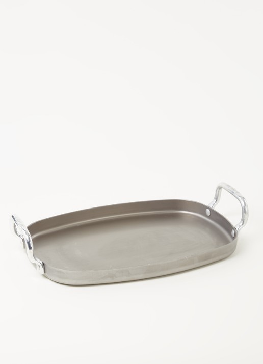 De Buyer Mineral B Plancha bakplaat 38 x 26 cm  - voorkant 3 grijs