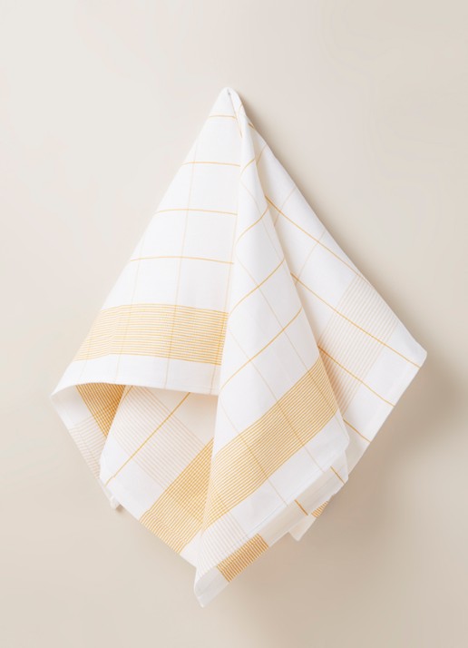 De Witte Lietaer Mixte glazendoek in linnenblend 70 x 66 cm - voorkant 3 geel