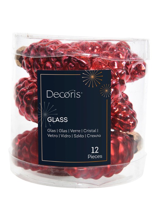 Decoris Dennenappel kersthanger 6 cm set van 12