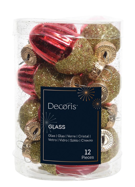 Decoris Eikel kersthanger 4 cm set van 12