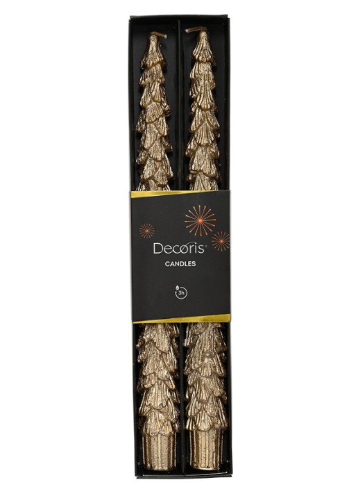 Decoris Goudenkaars kerstdecoratie 25 cm set van 2