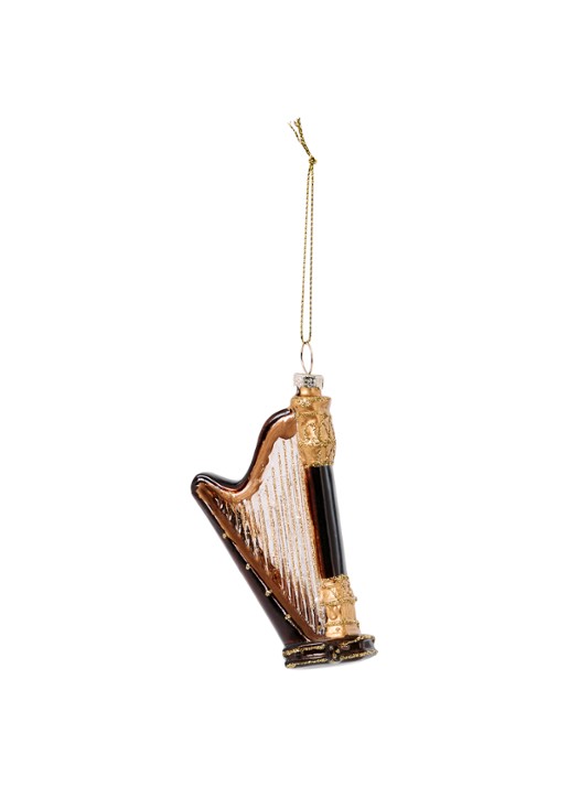 Decoris Harp kersthanger 10 cm - voorkant bruin