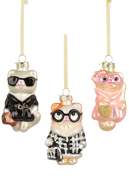 Decoris Hond kersthanger 8,9 cm set van 3
