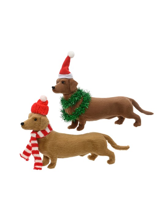 Decoris Hond ornament 21,5 cm - voorkant bruin
