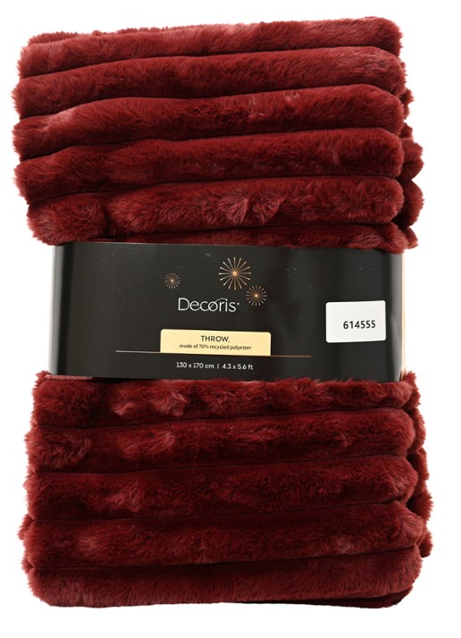 Decoris Maroon bedsprei kerstdecoratie 170 x 130cm