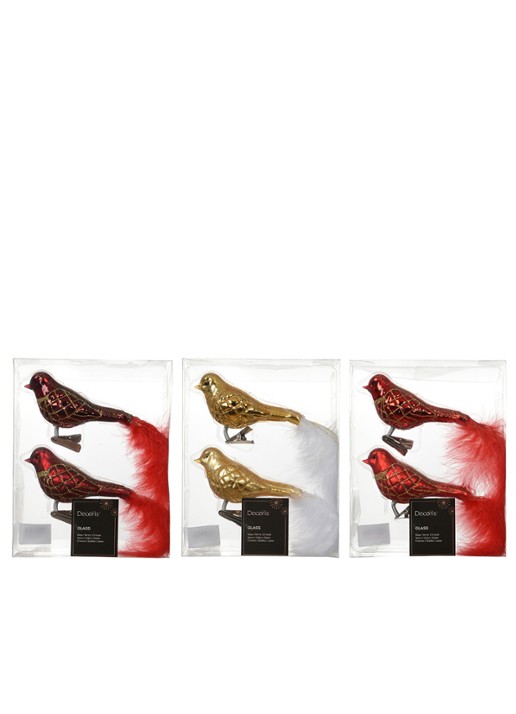 Decoris Vogel ornament met clip 8 cm