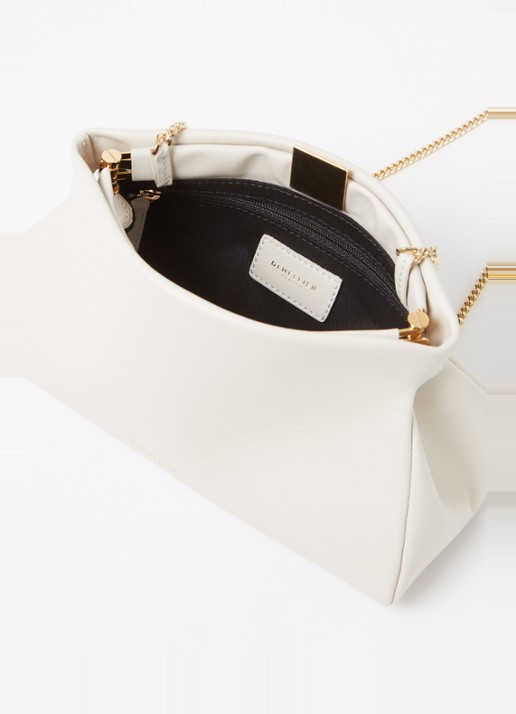 DeMellier The Cannes clutch van leer  - detail 2 creme