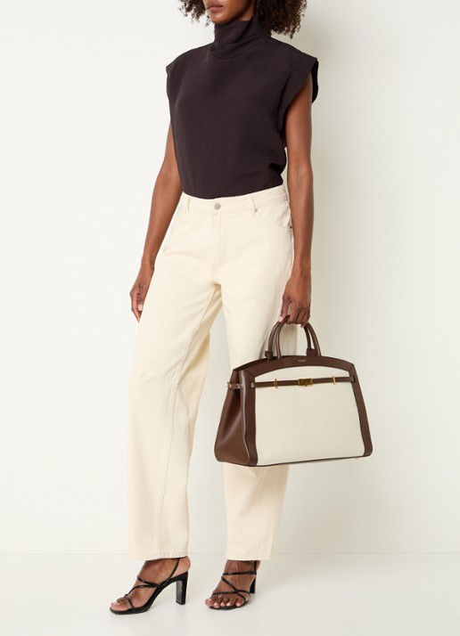 DeMellier The Hudson handtas van canvas - voorkant 6 creme