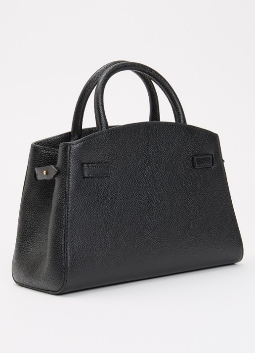 DeMellier The Hudson Small handtas van leer met afneembare schouderriem - achterkant zwart