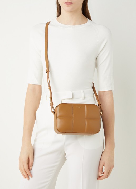 DeMellier The Marrakesh crossbodytas van leer - voorkant 3 cognac