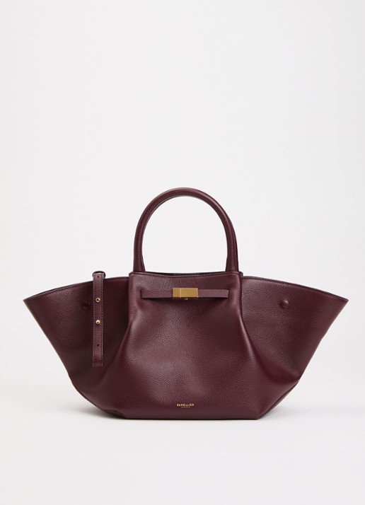 DeMellier The midi New York handtas van leer met afneembare schouderriem