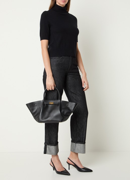DeMellier The Midi New York handtas van leer - voorkant 6 zwart
