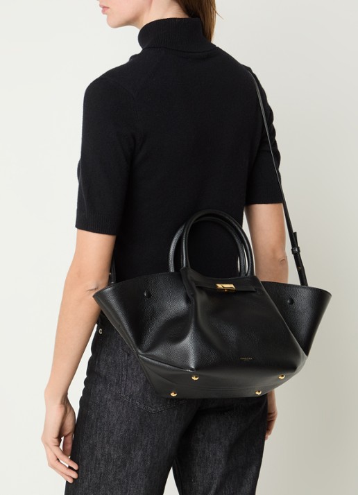 DeMellier The Midi New York handtas van leer - voorkant 7 zwart