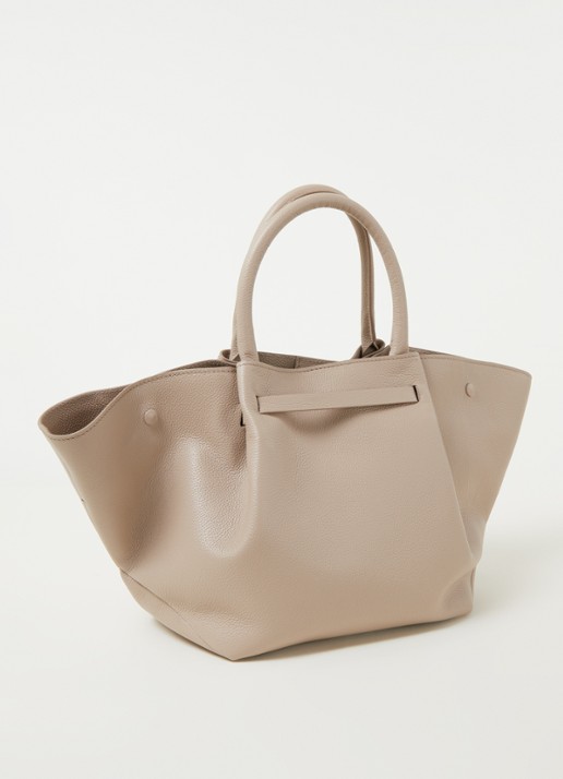 DeMellier The Midi New York handtas van leer - achterkant 3 taupe
