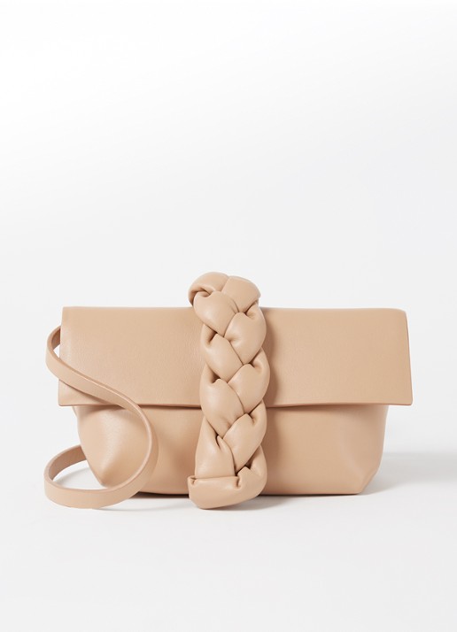 DeMellier The Mini Verona crossbodytas van leer - voorkant donkerbeige