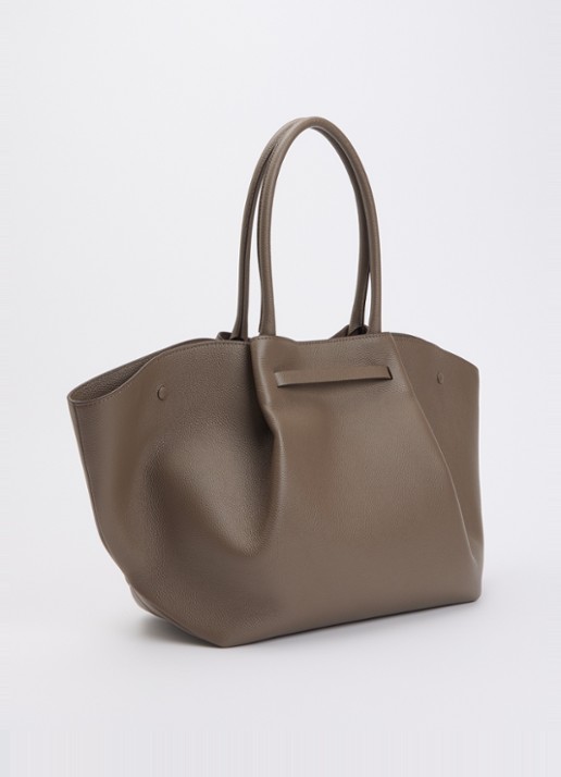 DeMellier The New York handtas van leer - achterkant taupe