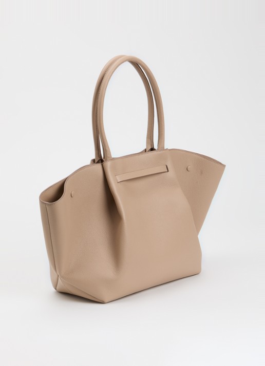 DeMellier The New York handtas van leer - achterkant 6 beige