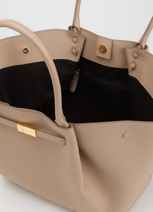 DeMellier The New York handtas van leer - detail 3 beige
