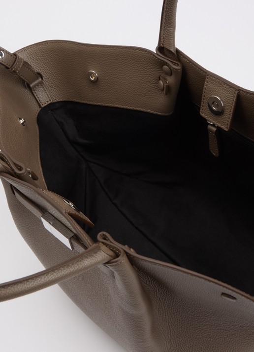 DeMellier The New York Midi handtas van leer - detail 2 taupe