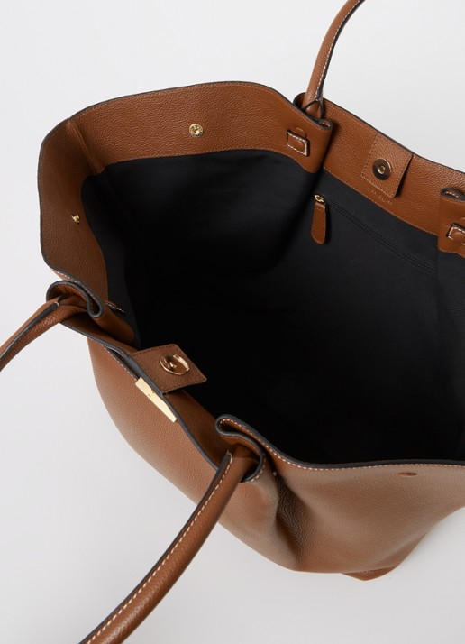 DeMellier The New York schoudertas van leer - detail cognac
