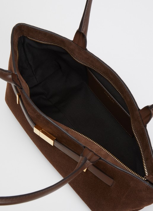 DeMellier The New York schoudertas van leer - detail bruin
