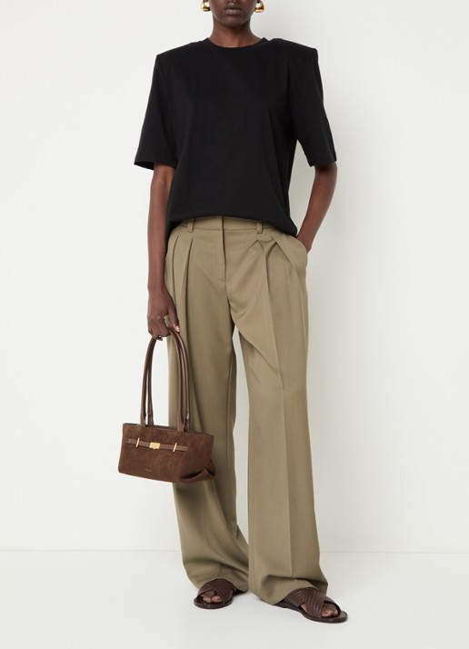 DeMellier The New York schoudertas van leer - voorkant 6 bruin