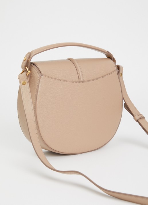 DeMellier The Siena crossbodytas van leer - achterkant taupe